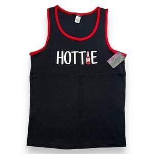 Ava Rose Womens Hottie Hot Sauce Tank Top Racerback Fitted Stretch Black Red 2X